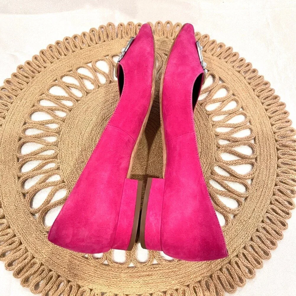 Kate Spade Buckle Up Pink Suede Flats Size 9.5